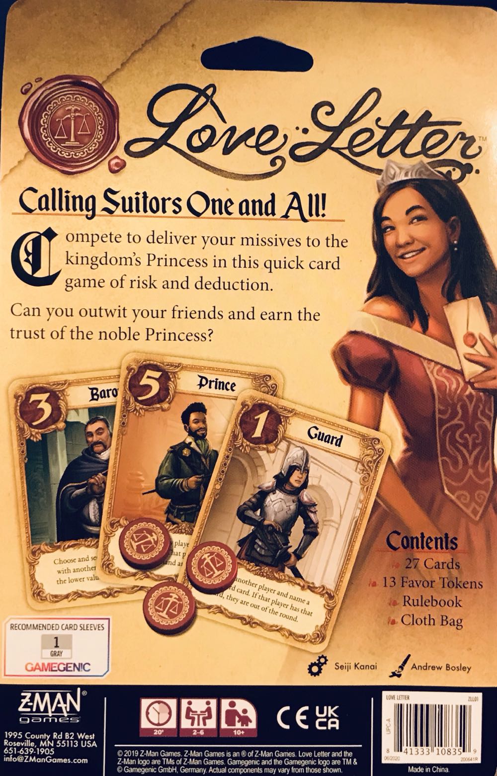 Love Letter  (2-6) board game collectible [Barcode 841333108359] - Main Image 3