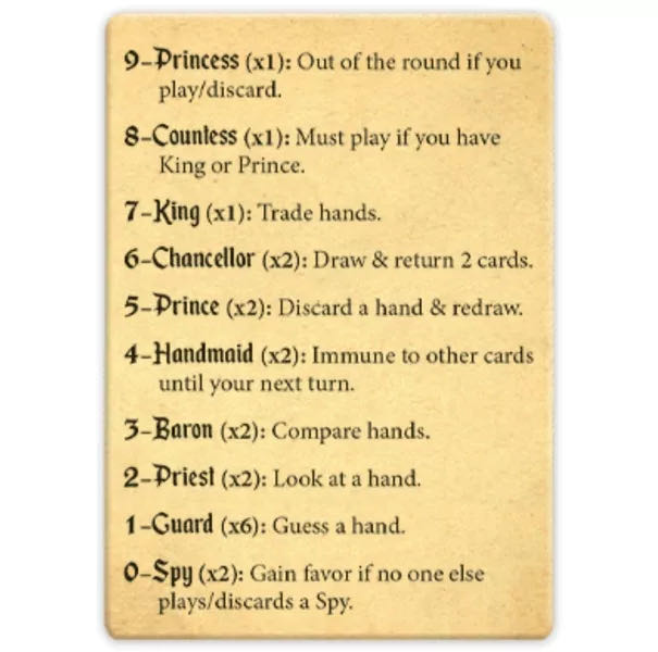 Love Letter  (2-6) board game collectible [Barcode 841333108359] - Main Image 4