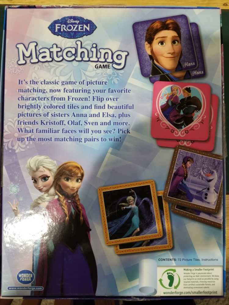 Memory: Frozen Matching Game  (1+) board game collectible [Barcode 810558012369] - Main Image 2