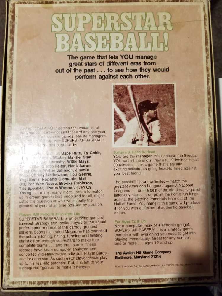 Superstar Baseball  (2) board game collectible - Main Image 2