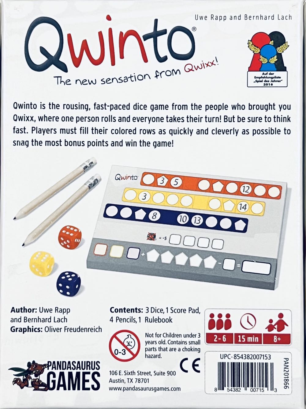 Qwinto  (2-6) board game collectible [Barcode 854382007153] - Main Image 2