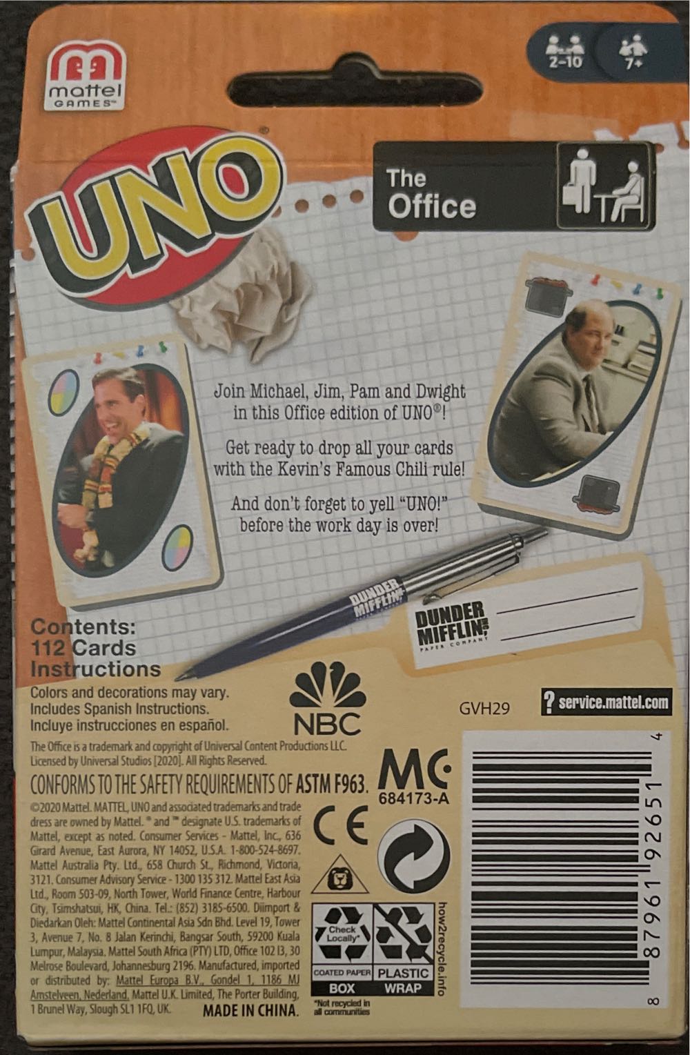 UNO® • The Office  (2-10) board game collectible [Barcode 887961926514] - Main Image 2