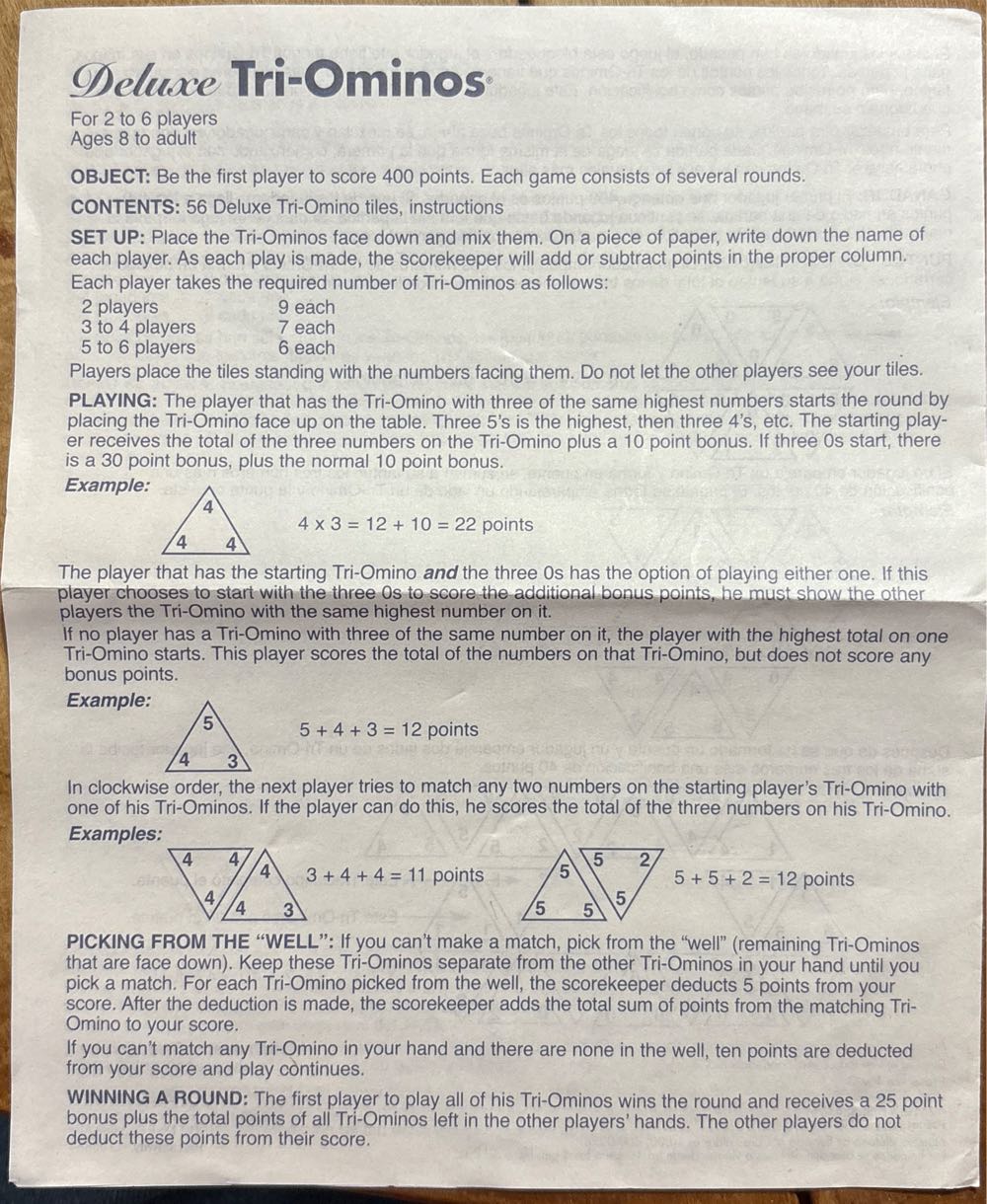 Triominos  (2 to 6) board game collectible [Barcode 021853044423] - Main Image 3
