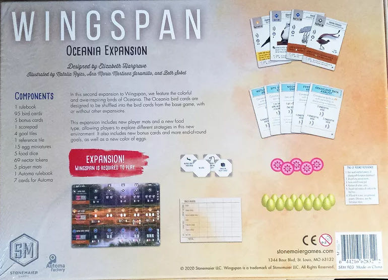Wingspan: Oceania  (1 - 5) board game collectible [Barcode 644216628322] - Main Image 2