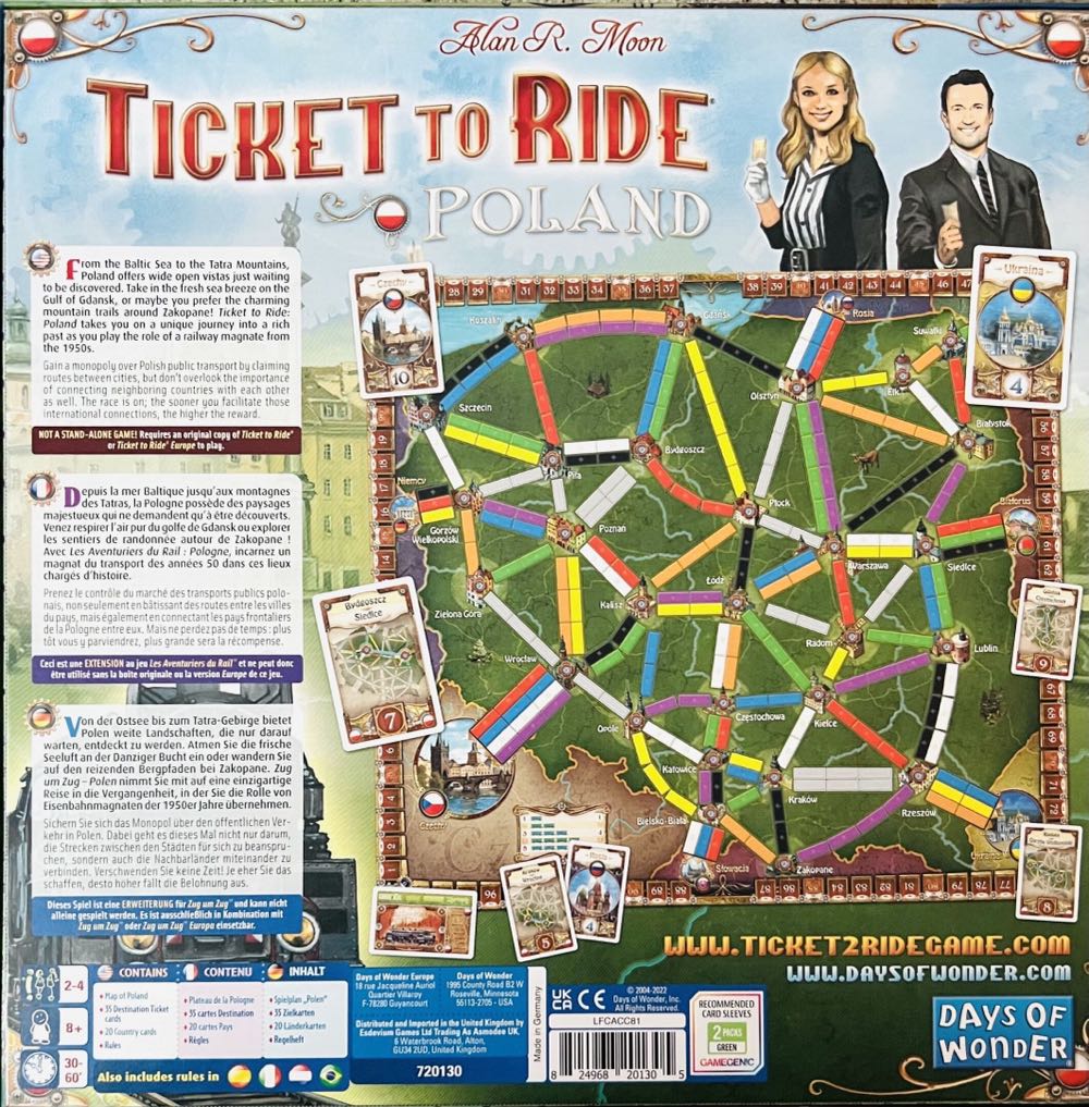 Ticket To Ride: Map 7.5- Poland  (2-4) board game collectible [Barcode 824968211304] - Main Image 2