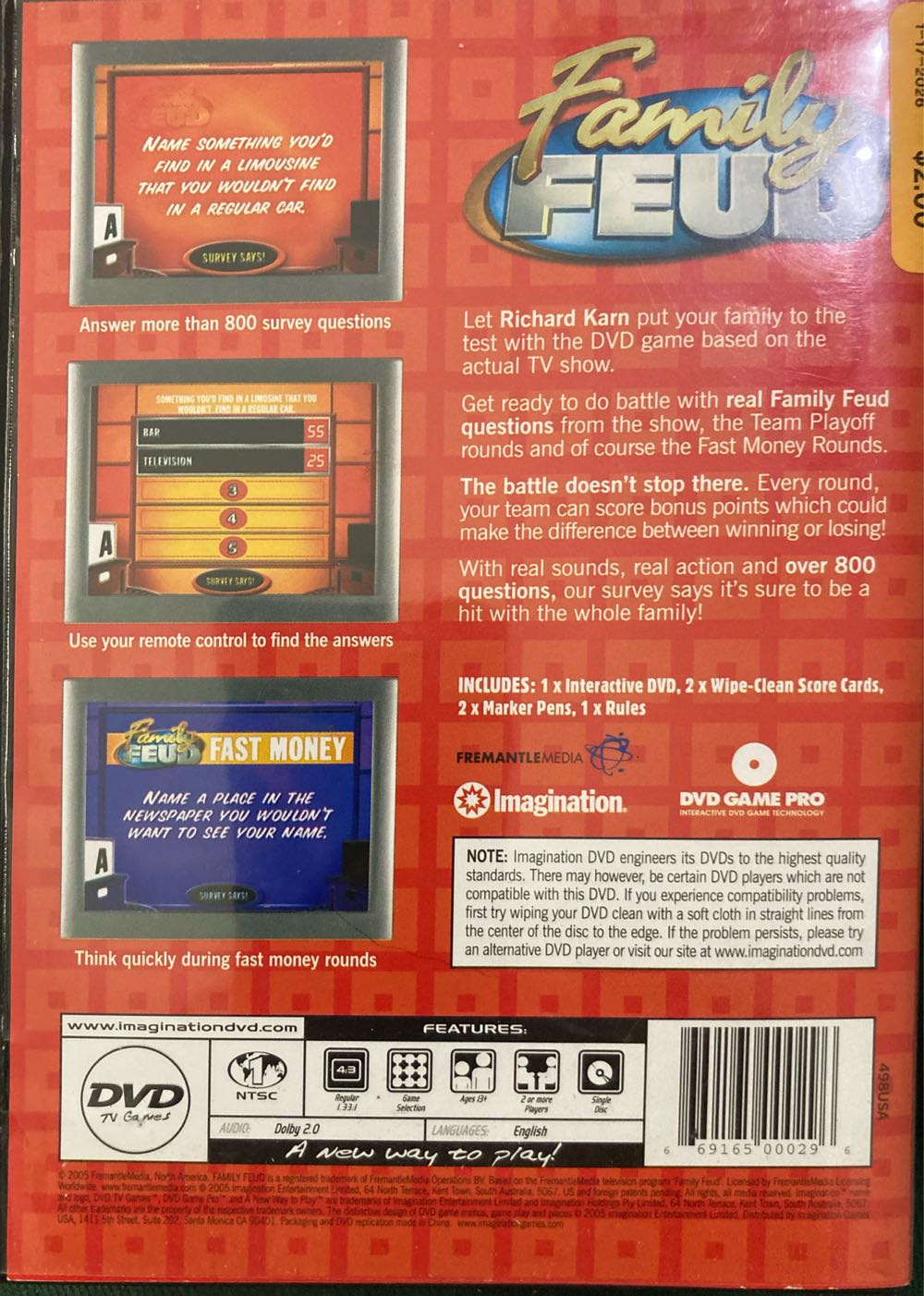 Family Feud Dvd Game  (2+) board game collectible [Barcode 669165000296] - Main Image 2