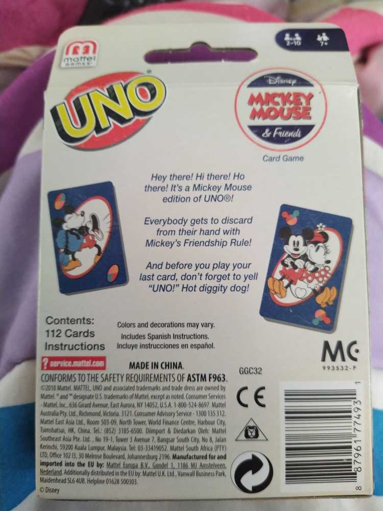 Uno: Mickey Mouse & Friends  (2-10) board game collectible [Barcode 887961774931] - Main Image 2