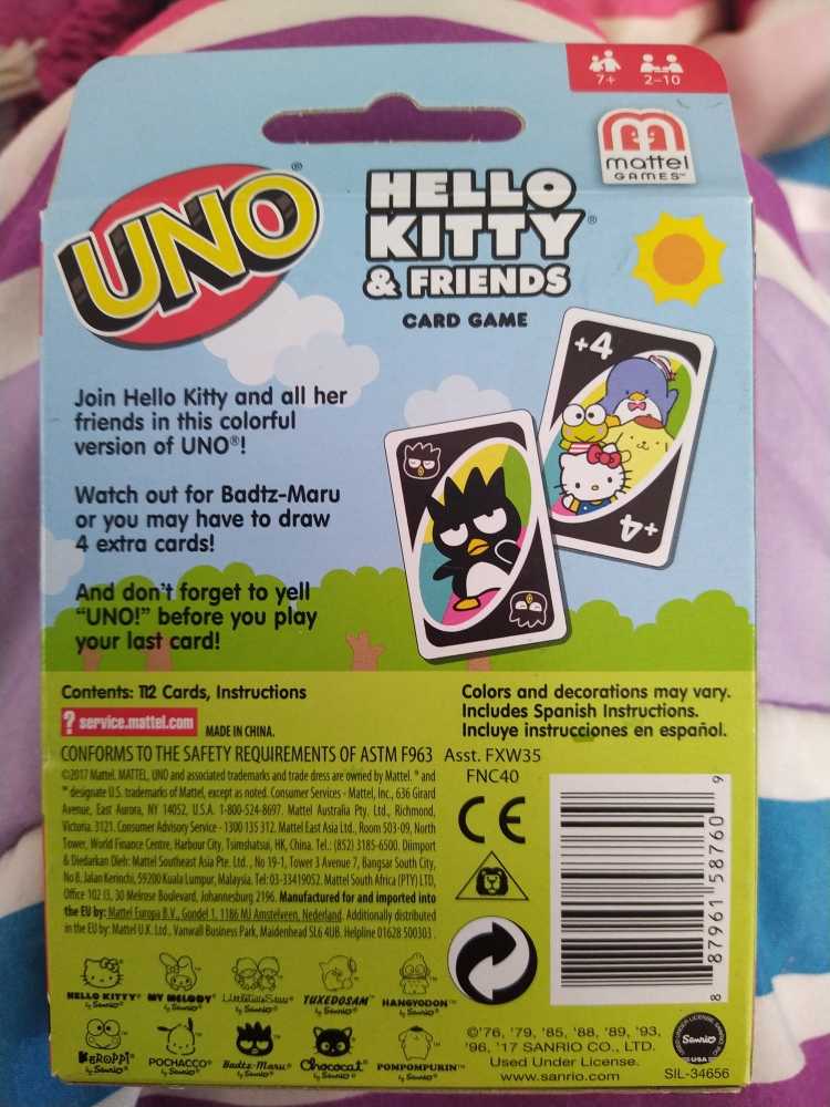Uno: Hello Kitty & Friends  (2-10) board game collectible [Barcode 887961587609] - Main Image 2