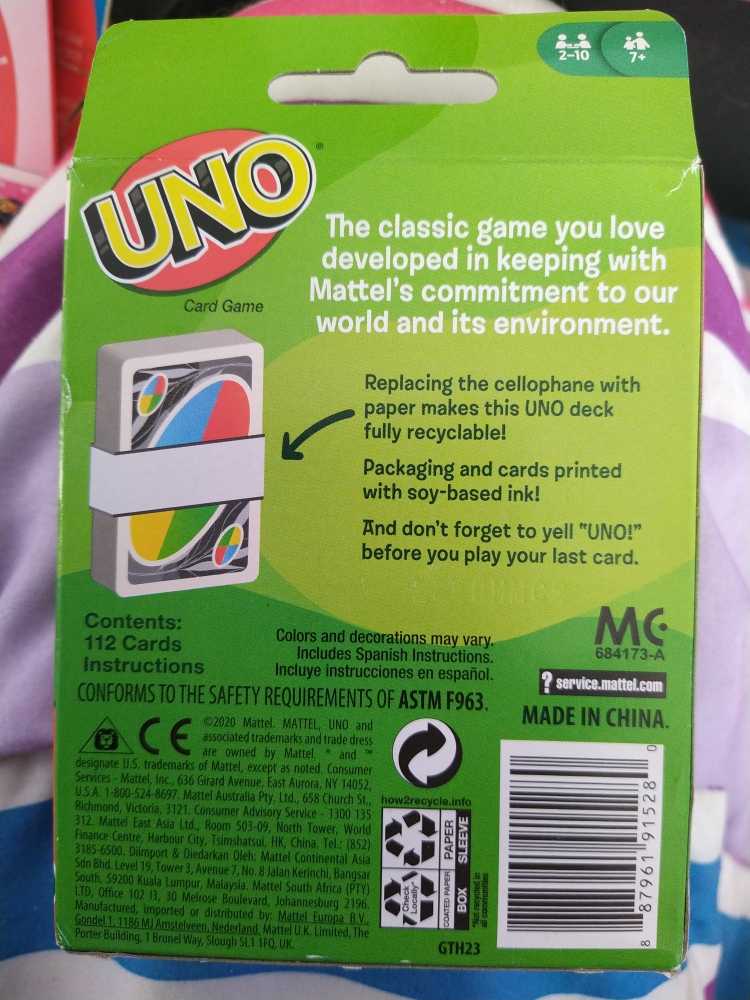 UNO-Nothin’ But Paper  (2-10) board game collectible [Barcode 887961915280] - Main Image 2