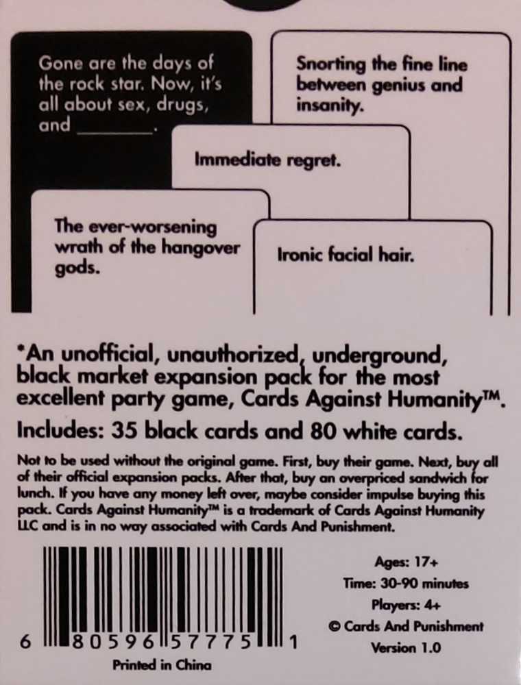 Cards & Punishment: Vol. 1: Version 1.0  (4+) board game collectible [Barcode 680596577751] - Main Image 2