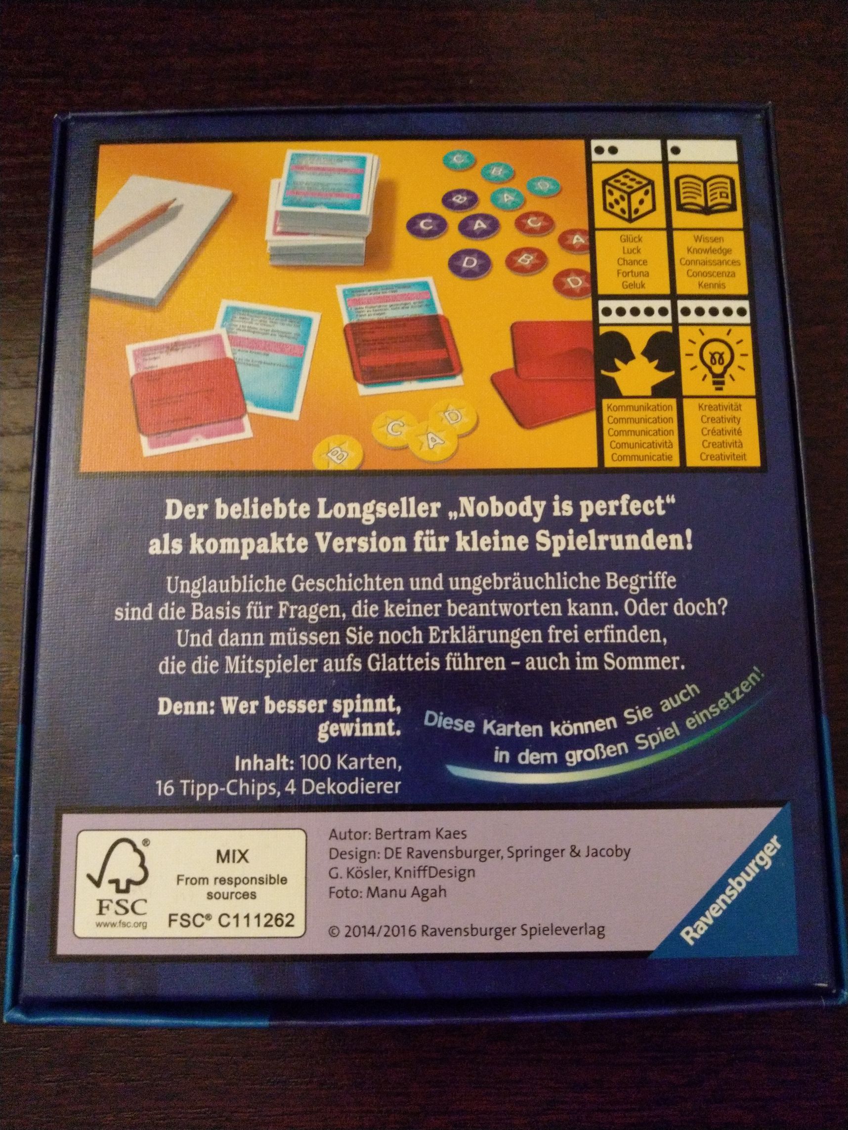 Nobody Is Perfect - Mini  board game collectible [Barcode 4005556267002] - Main Image 2