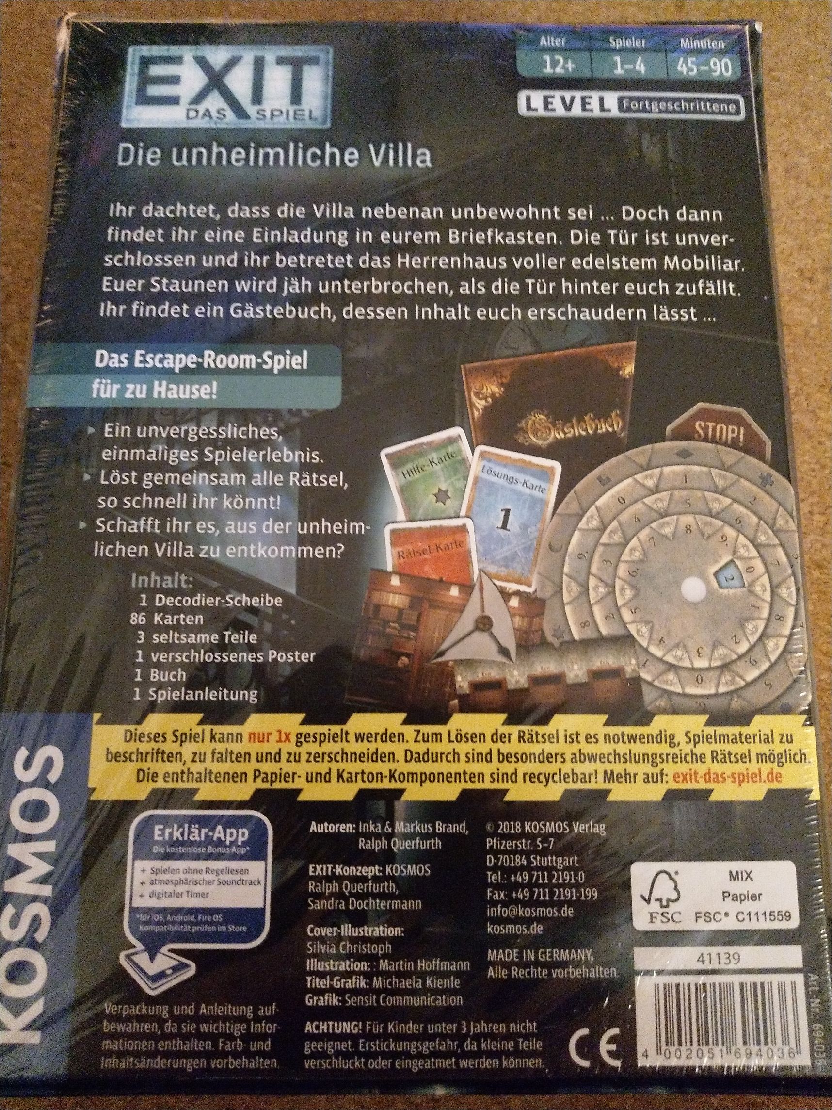 Exit- Das Spiel - Die unheimliche Villa  (1-4) board game collectible [Barcode 4002051694036] - Main Image 2