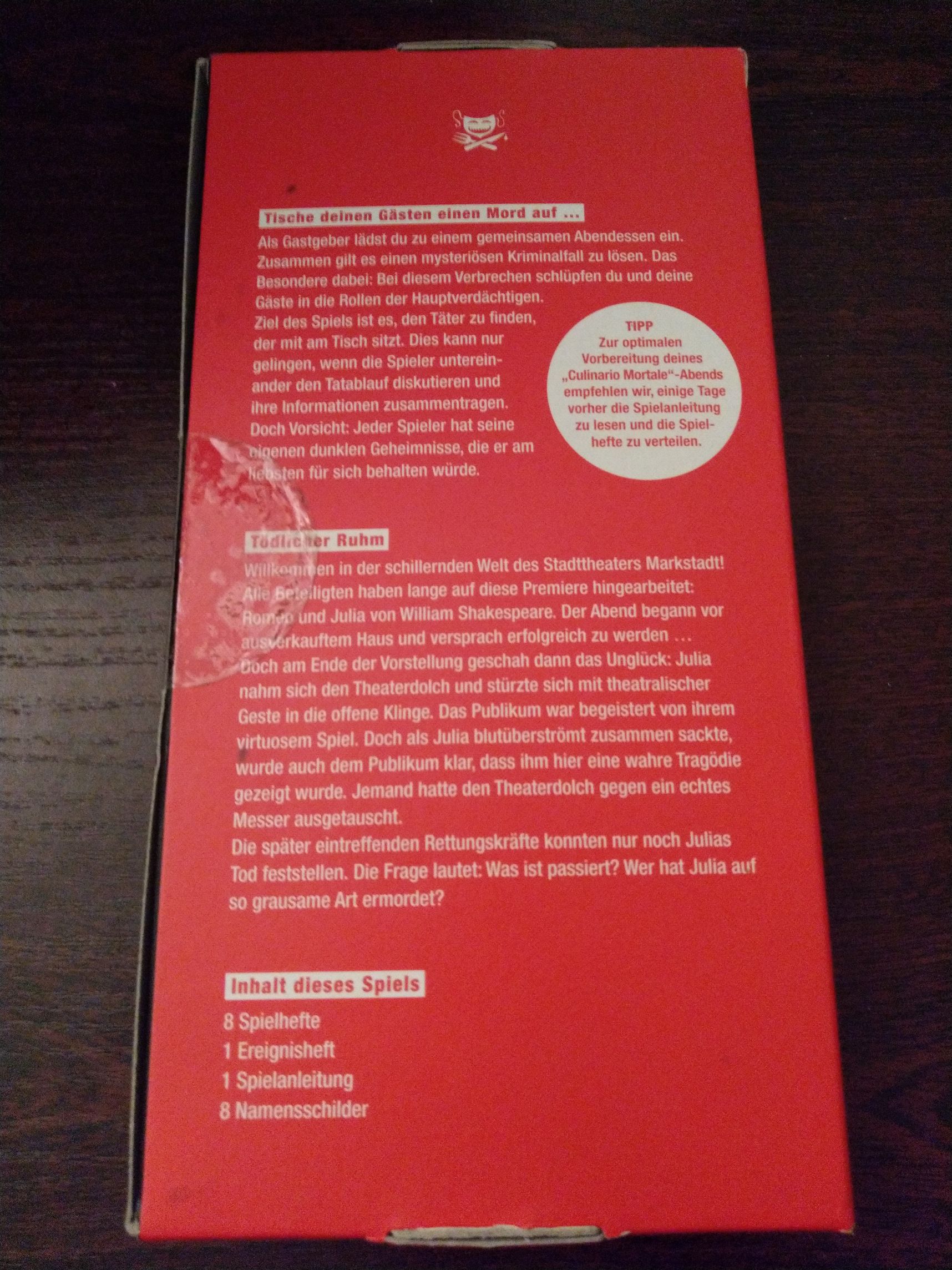 Culinario Mortale - Tödlicher Ruhm  board game collectible [Barcode 4260357830026] - Main Image 2