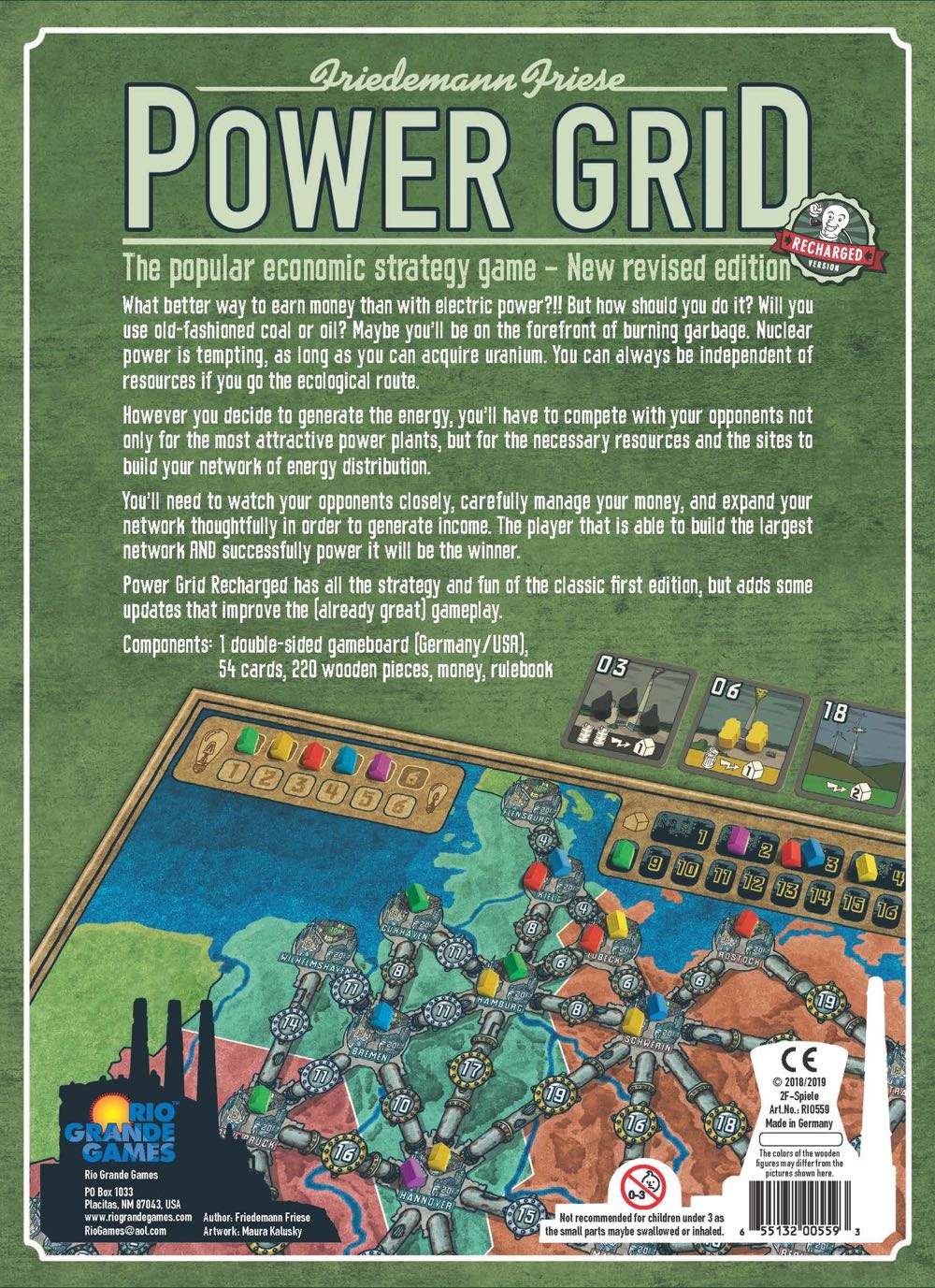 Power Grid (Recharged Version)  (2-6) board game collectible [Barcode 655132005593] - Main Image 2