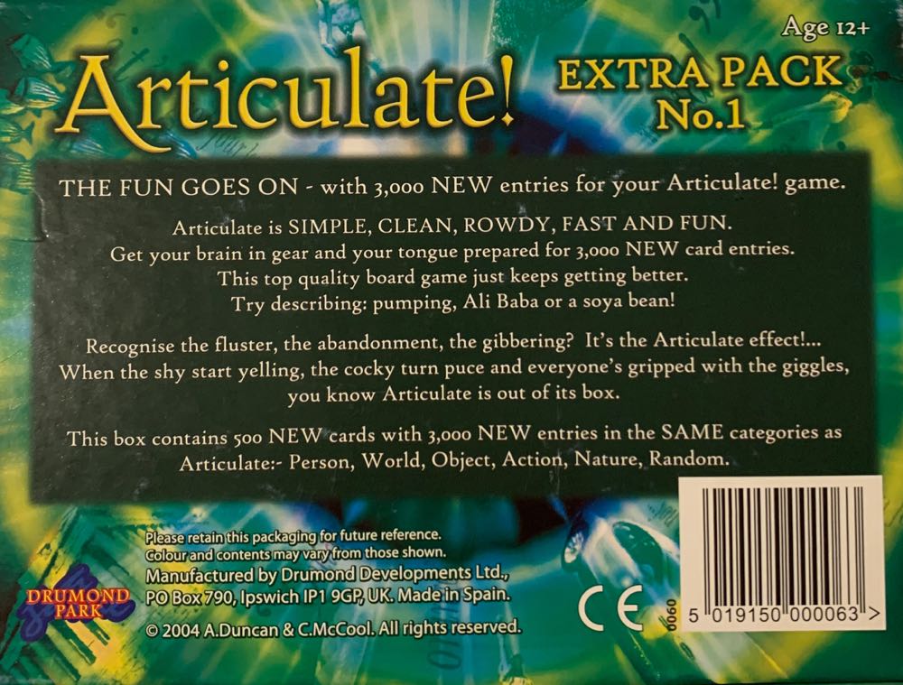 Articulate! Extra Pack No. 1  (4 - 20) board game collectible [Barcode 5019150000063] - Main Image 2