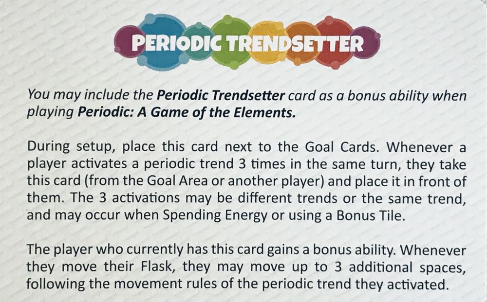 Periodic: Periodic Trendesetter Bonus Promo  (2-5) board game collectible - Main Image 2