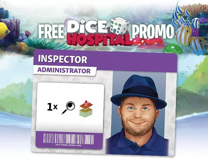 Dice Hospital: Inspector Dice Tower Promo  (1-4) board game collectible - Main Image 3