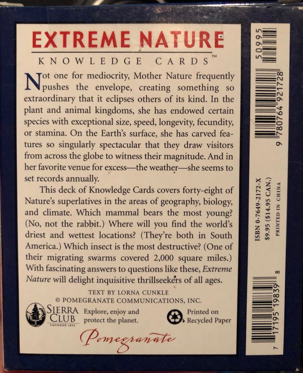 Extreme Nature Knowledge Cards  board game collectible [Barcode 717195198398] - Main Image 2