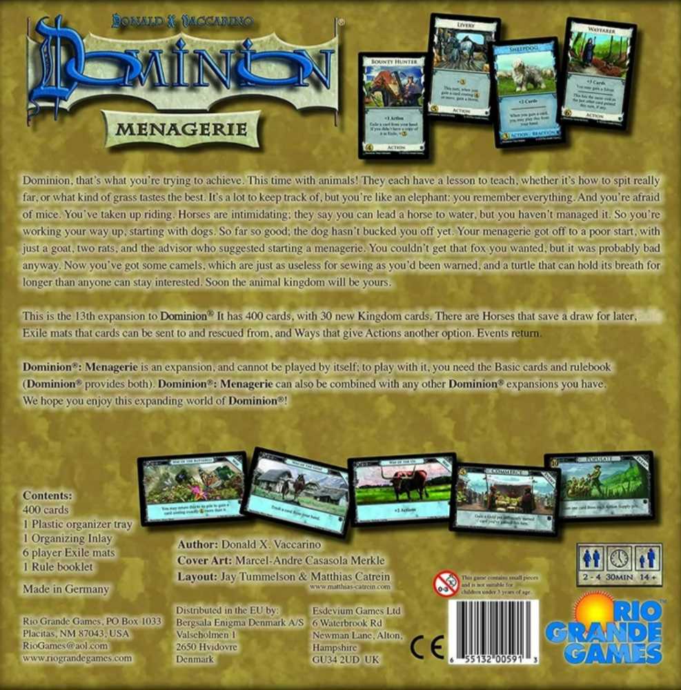 Dominion: Menagerie  (2-4) board game collectible - Main Image 2