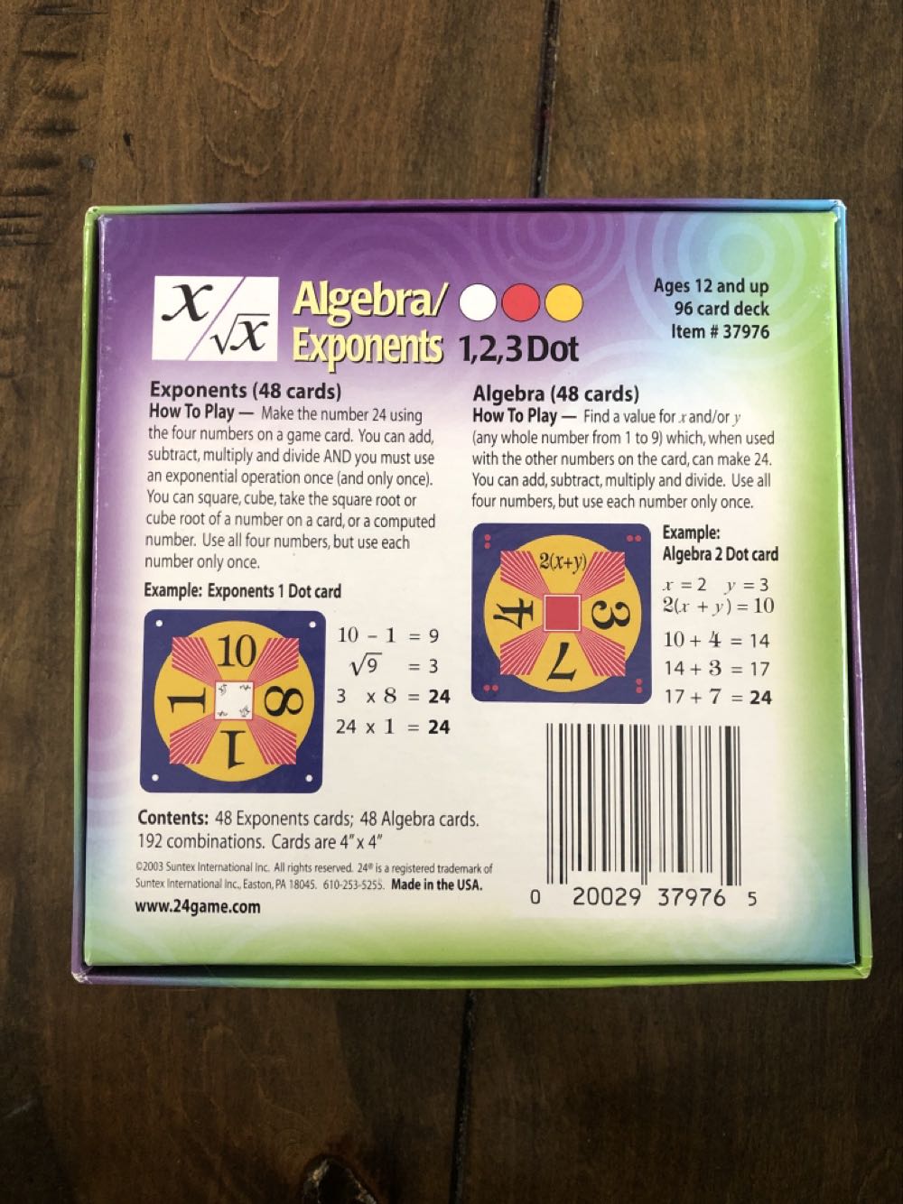 24 Game: Algebra/Exponents  board game collectible [Barcode 020029379765] - Main Image 2
