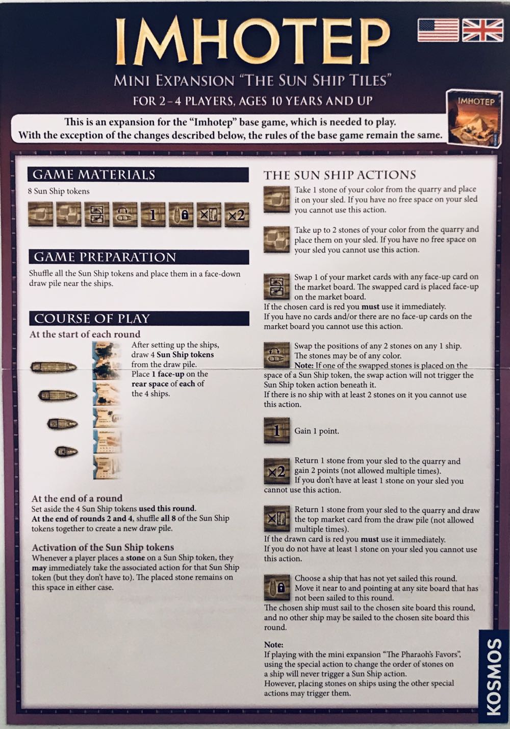 Imhotep: The Sunship Tiles  board game collectible - Main Image 2