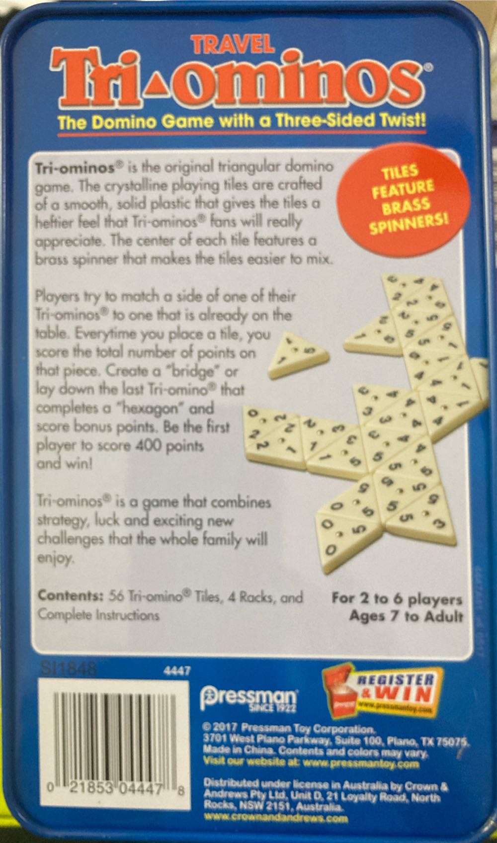 Triominos Travel  (2-6) board game collectible [Barcode 021853044478] - Main Image 2