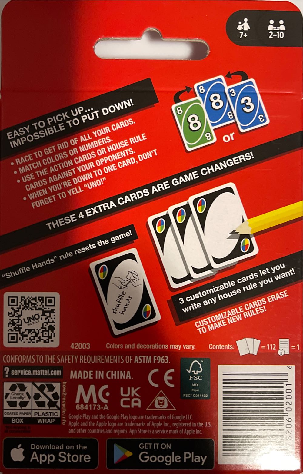 UNO  (2-10) board game collectible [Barcode 078206020016] - Main Image 2