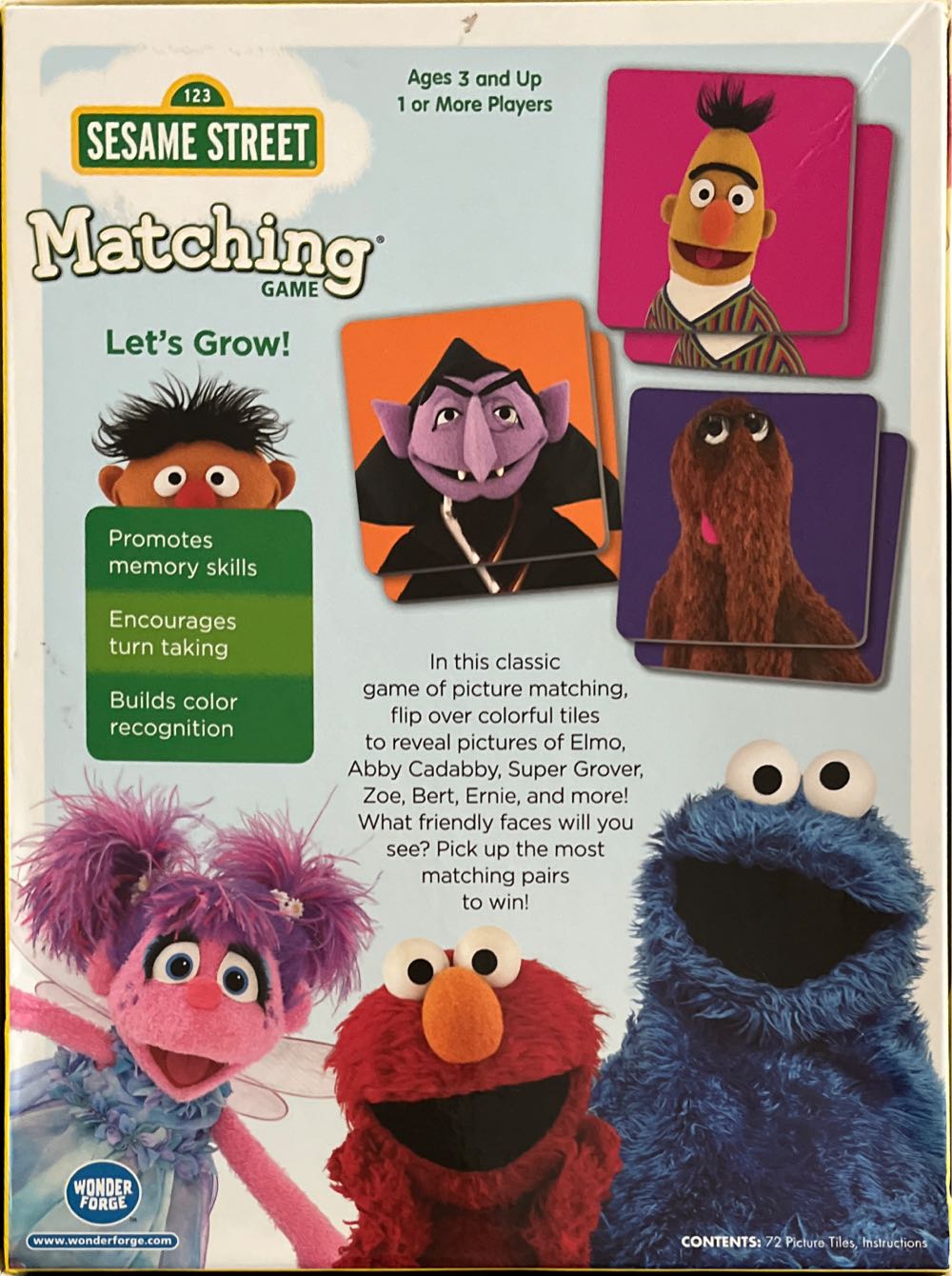 Sesame Street Matching Game  board game collectible [Barcode 810558017449] - Main Image 2