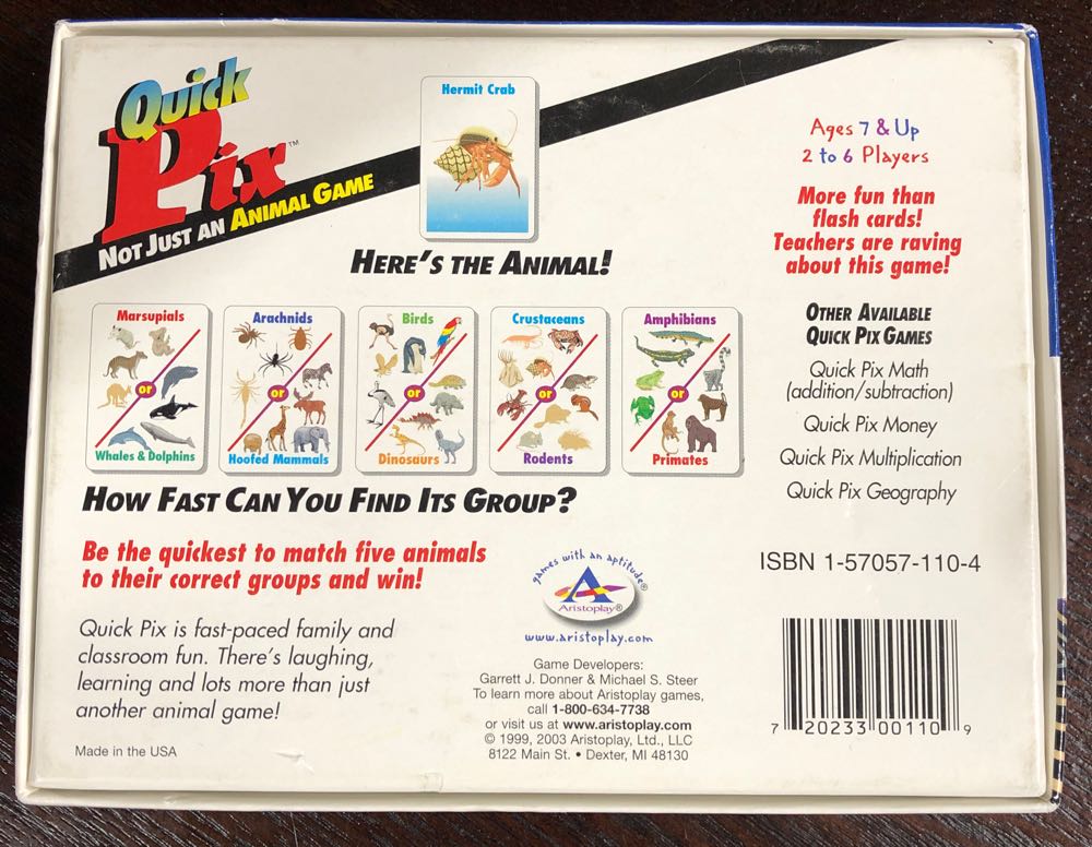 Quick Pix: Animals  (2-6) board game collectible [Barcode 720233001109] - Main Image 2