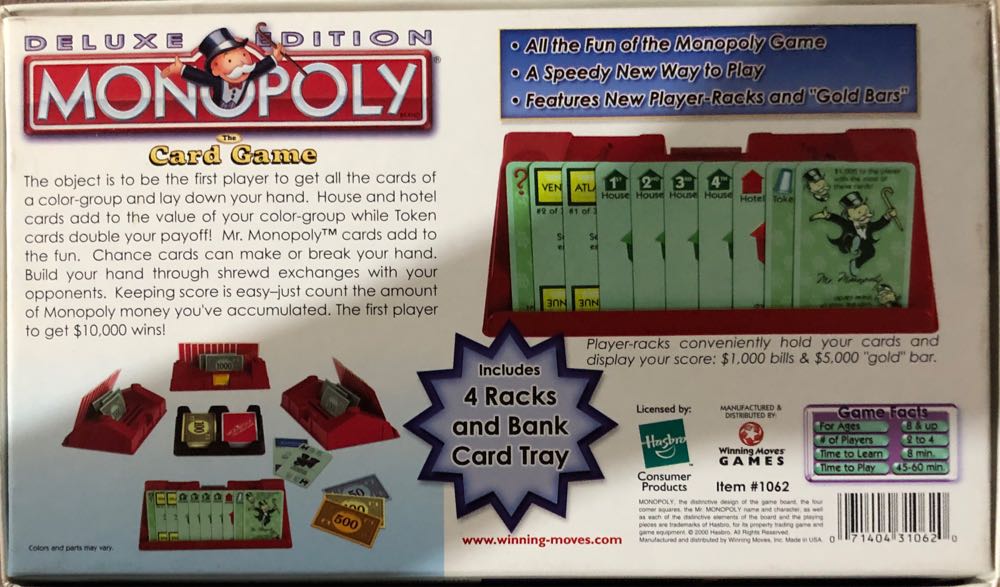 Monopoly The Card Game Deluxe  board game collectible [Barcode 071404310620] - Main Image 2