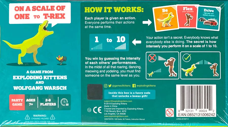 On A Scale Of One To T-rex: A Card Game For People Who Are Bad At Charades Card Games For Adults Teens & Kids  (2-8) board game collectible [Barcode 852131006242] - Main Image 2