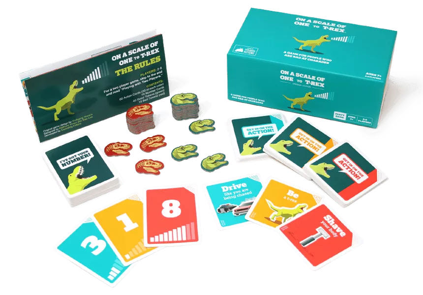 On A Scale Of One To T-rex: A Card Game For People Who Are Bad At Charades Card Games For Adults Teens & Kids  (2-8) board game collectible [Barcode 852131006242] - Main Image 3