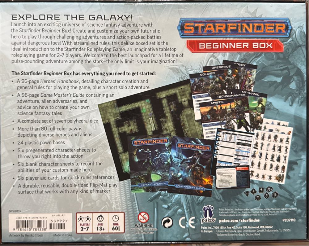 Starfinder: Beginner Box  (2-7) board game collectible [Barcode 9781640781238] - Main Image 2