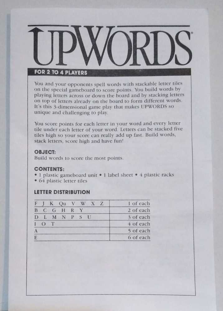 Upwords  (2-4) board game collectible [Barcode 032244043123] - Main Image 4