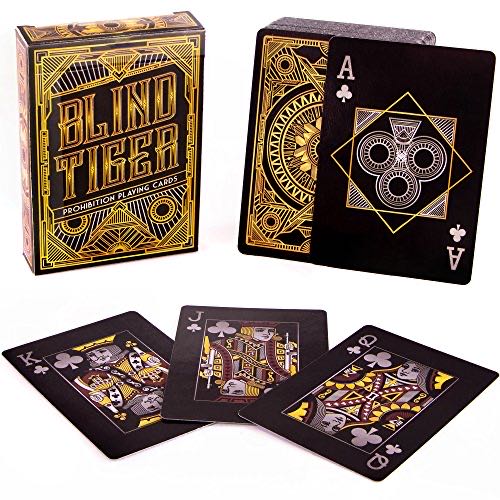 Brybelly Blind Tiger Prohibition & Speakeasy Themed Black & Gold Custom Deck Of Playing Cards Plastic-coated Standard Index Poker Size  board game collectible [Barcode 193206003613] - Main Image 1