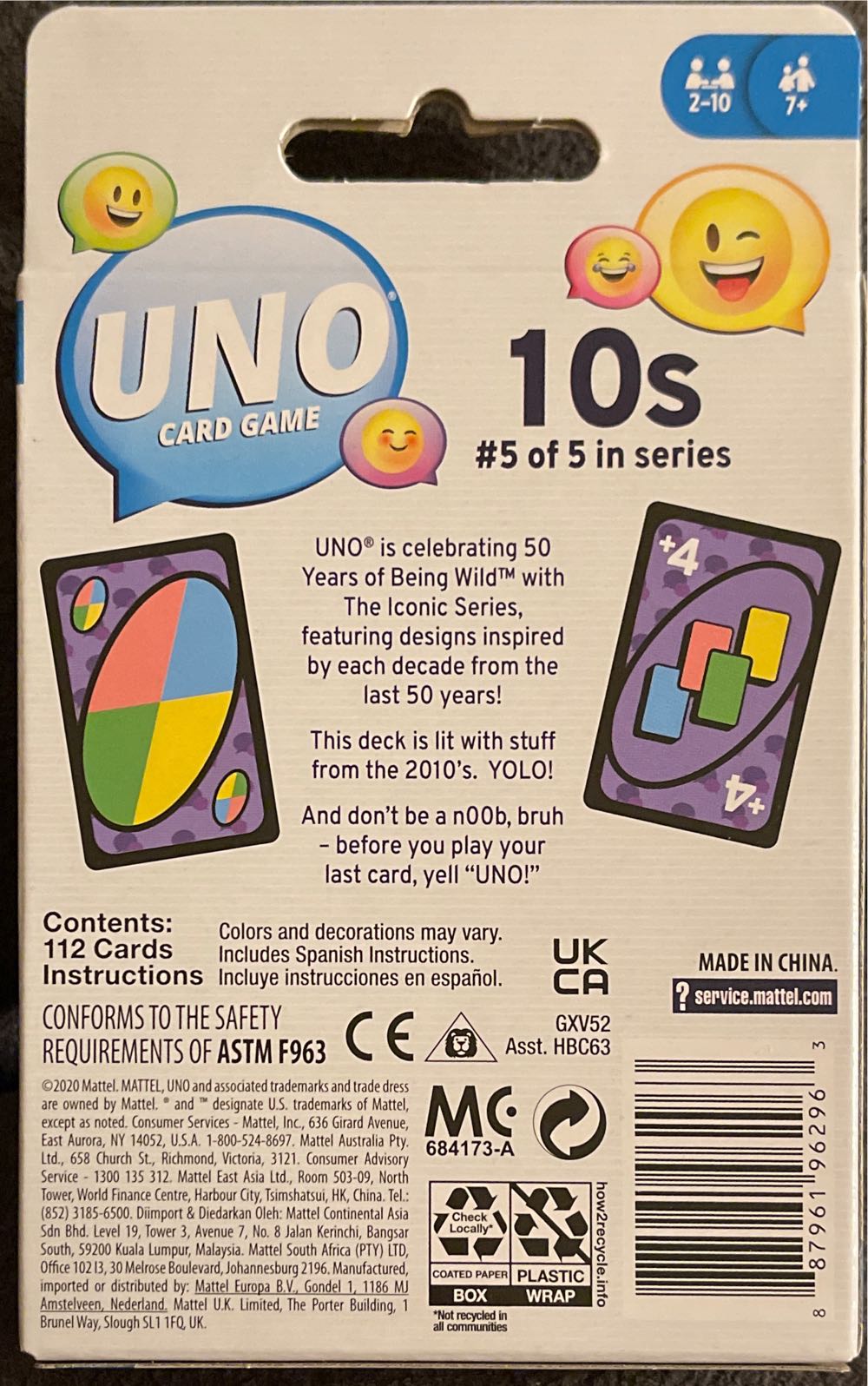 UNO: The 10s  (2-10) board game collectible [Barcode 887961962963] - Main Image 2