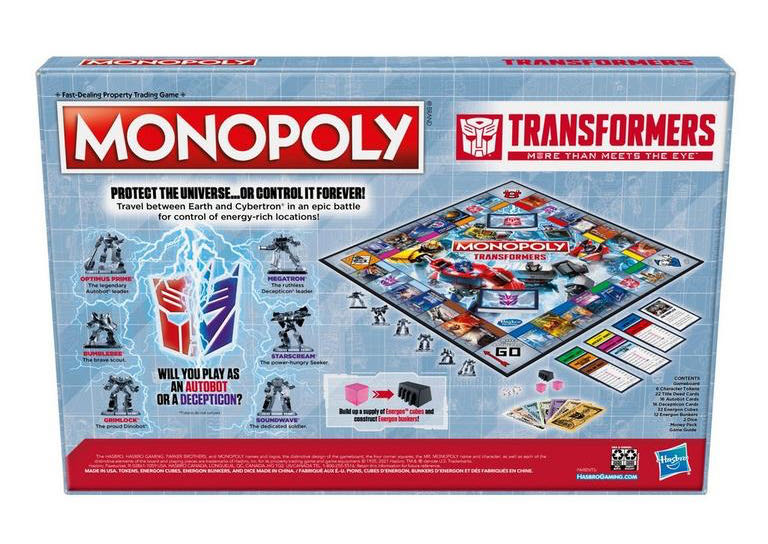Monopoly: Transformers Edition  (2-6) board game collectible [Barcode 630509993444] - Main Image 4