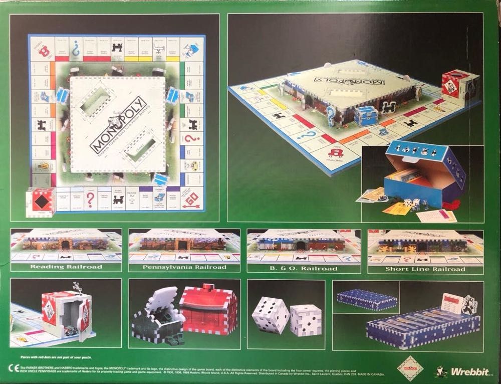 Monopoly 3D Puzzle  board game collectible [Barcode 076930410622] - Main Image 2