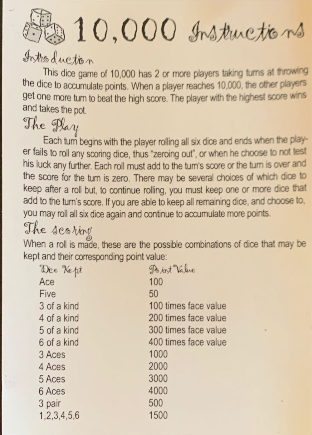 10,000 Dice Game  board game collectible - Main Image 3