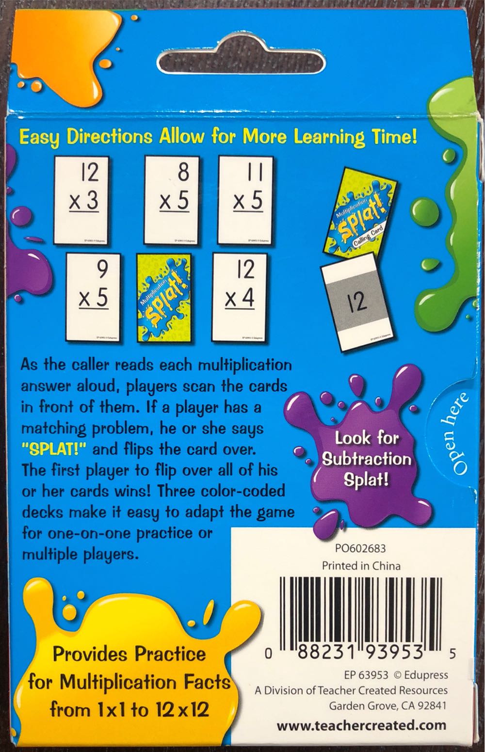 Multiplication Splat  board game collectible [Barcode 088231939535] - Main Image 2