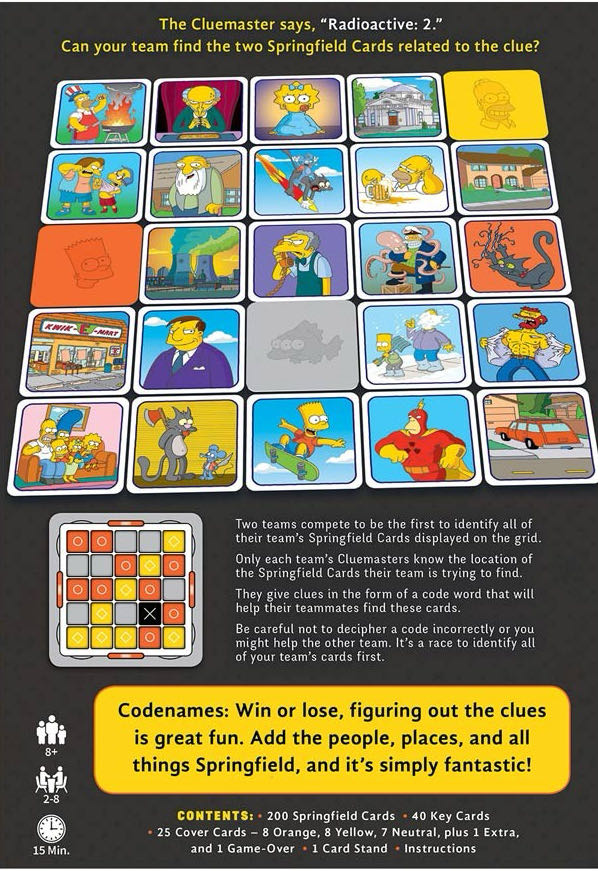 Codenames: The Simpsons  (2-8) board game collectible [Barcode 700304152213] - Main Image 3