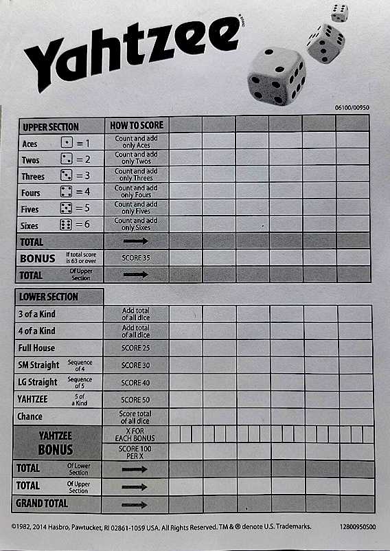 Yahtzee: Score Cards  (2+) board game collectible [Barcode 630509329083] - Main Image 3