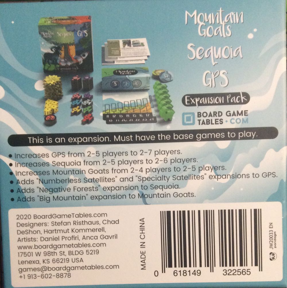 Mountain Goats, Sequoia & GPS: Expansion Pack  board game collectible [Barcode 618149322565] - Main Image 2
