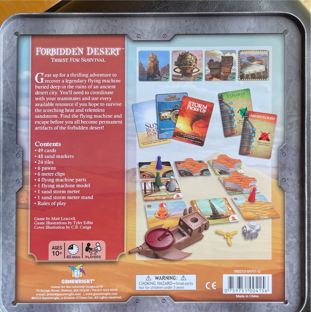 Forbidden Desert  (2-4) board game collectible [Barcode 0759751004156] - Main Image 2