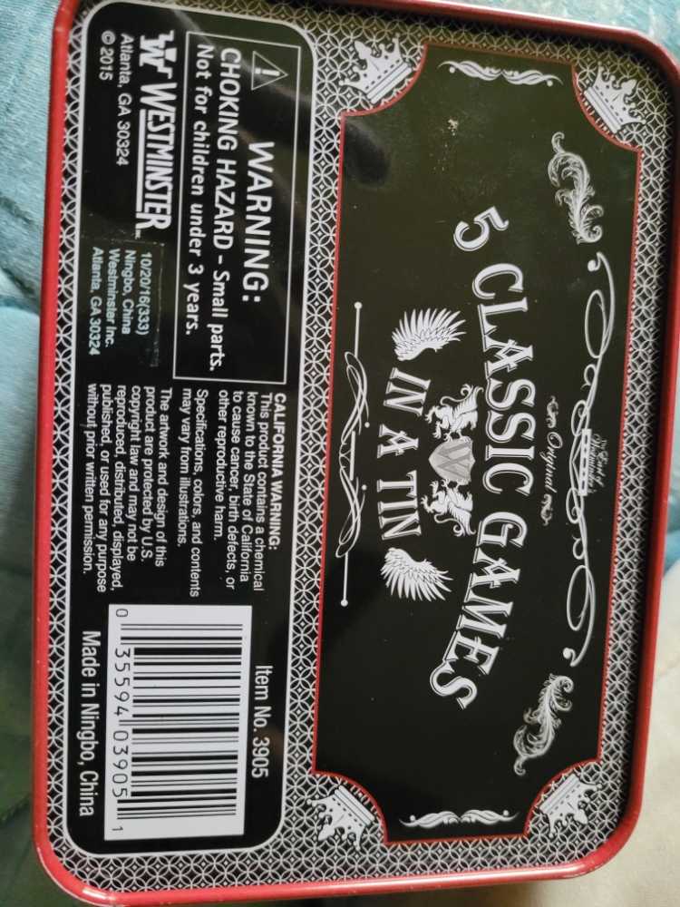 5 Classic Games In A Tin  board game collectible [Barcode 035594039051] - Main Image 2