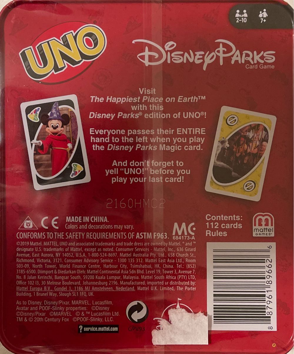 UNO Disney Parks  (2-10 Players) board game collectible [Barcode 887961896626] - Main Image 4