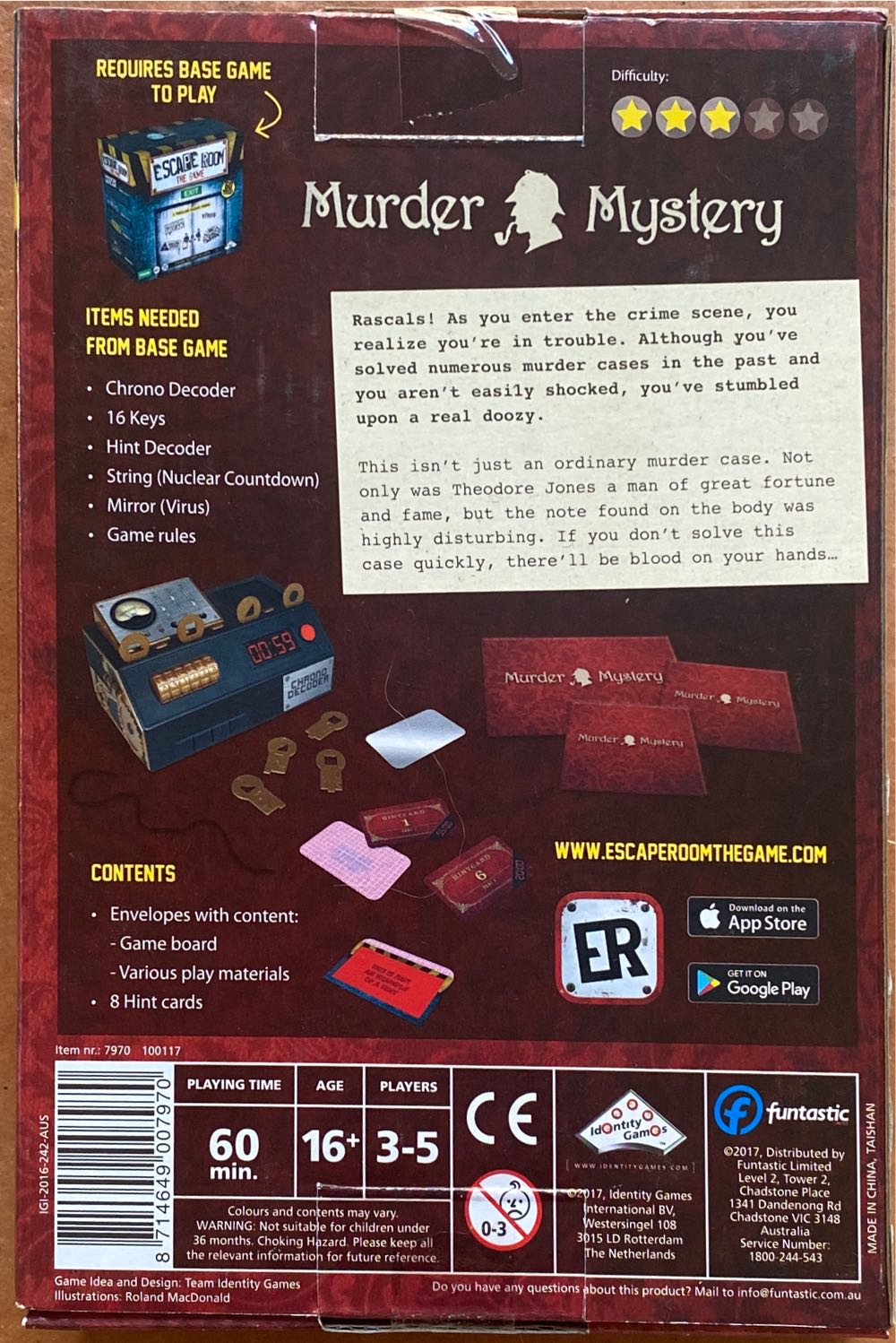 Escape room - Murder Mystery Expansion  board game collectible [Barcode 8714649007970] - Main Image 2