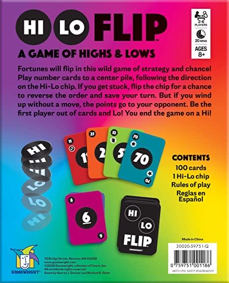 Hi Lo Flip (2–6 players | 8+ | 20 min.)  (2–6) board game collectible [Barcode 759751001186] - Main Image 2