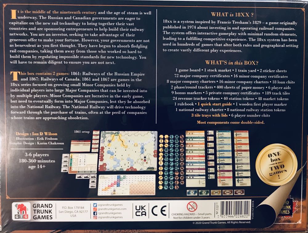 1861/1867: Railways Of Russia/Canada  (3-6) board game collectible [Barcode 7877906224822] - Main Image 2