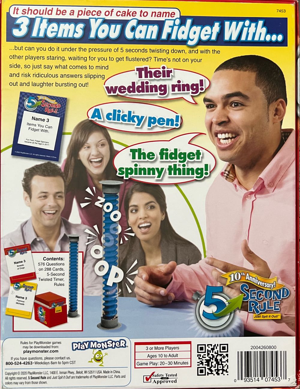 5 Second Rule Anniversary Edition  (3+) board game collectible [Barcode 093514074537] - Main Image 2